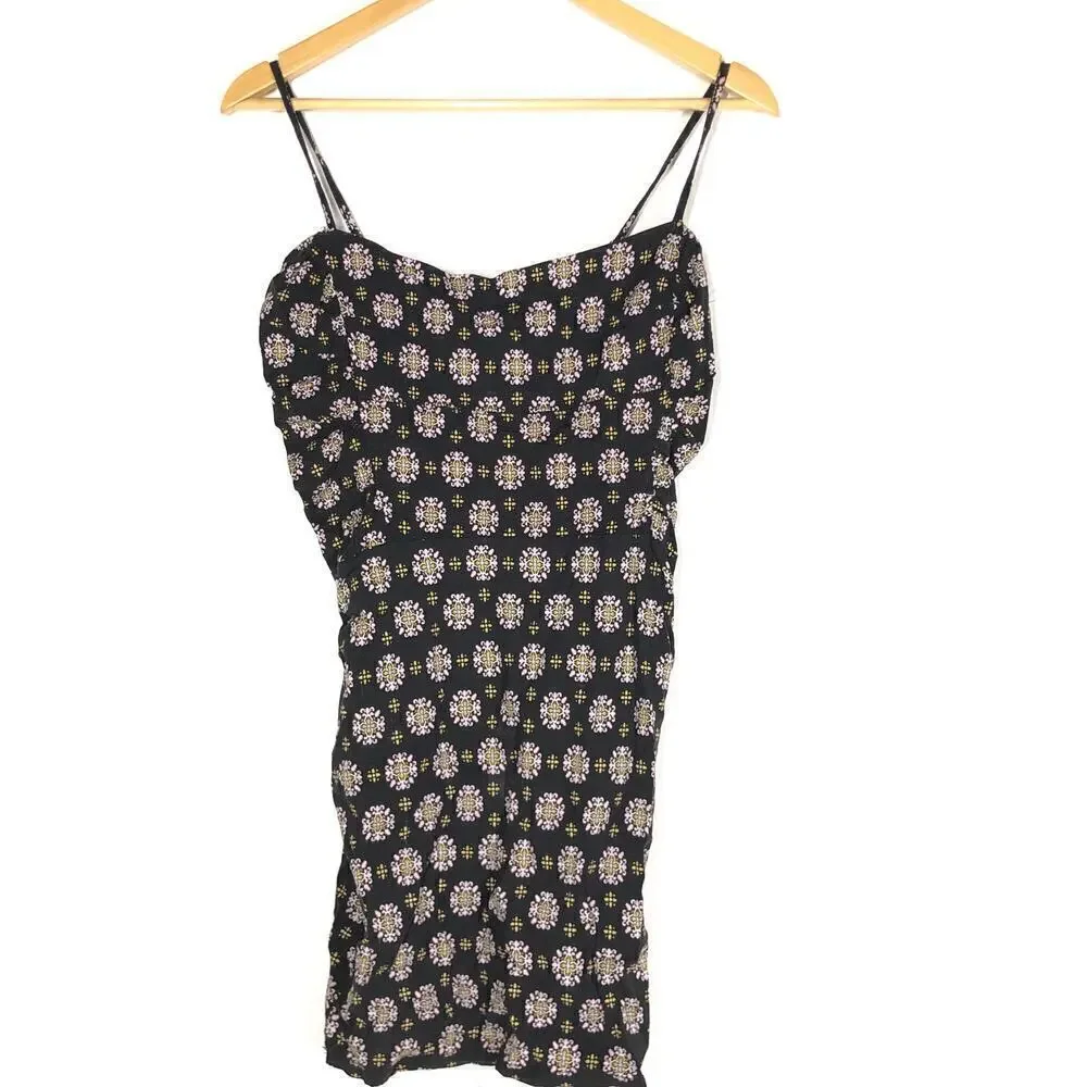 Free People Center Of Attention Dress Geometric Camisole Mini Black Combo Medium